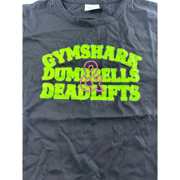 Gymshark Women’s Baby Graphic Tee Short Sleeve Deadlifts & Dumbells Medium Black - Picture 2 of 7